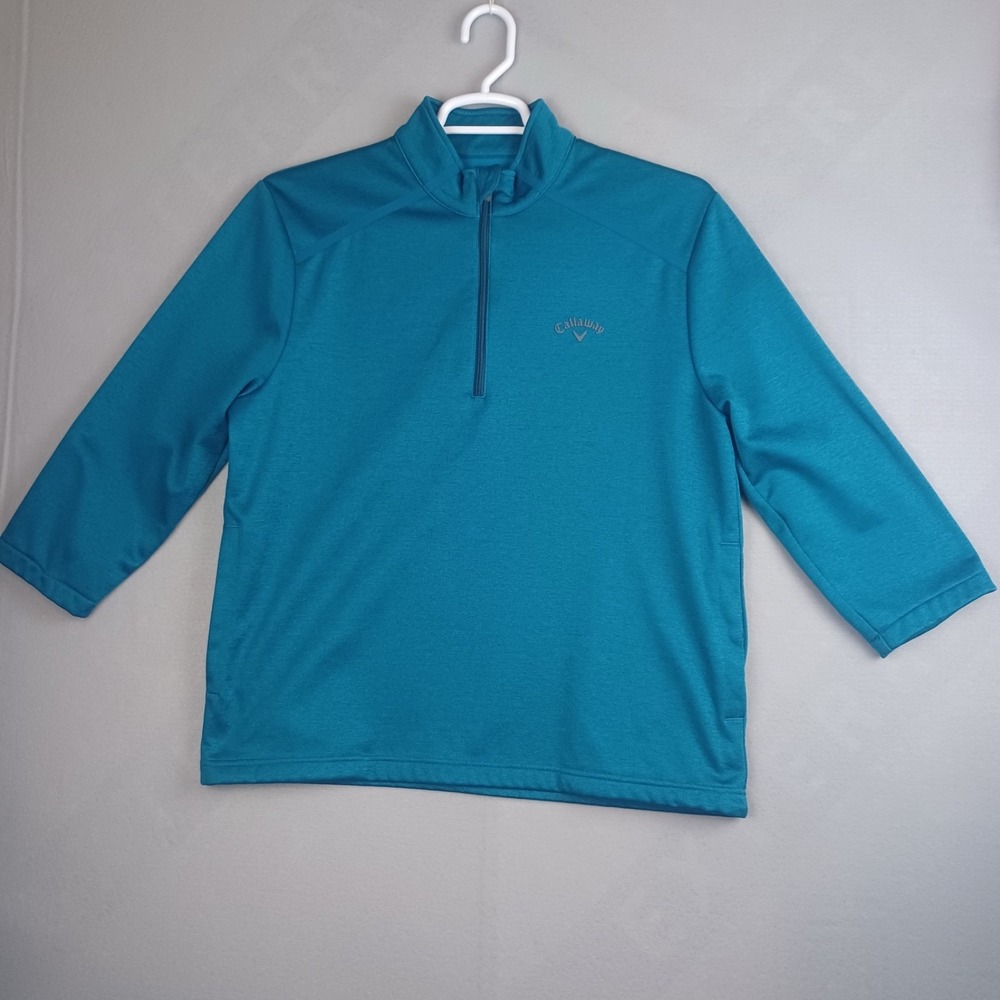 Callaway Men's 1/4‎ Zip Golf Pullover Teal Size Medium Long Sleeve